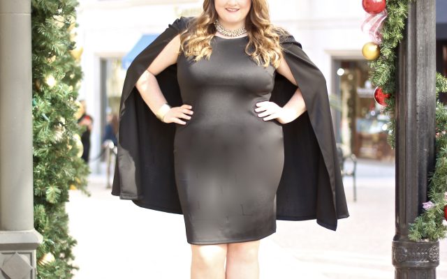 LOVELY IN LA FASHION TO FIGURE CAPE DRESS BLACK PLUS SIZE FASHION