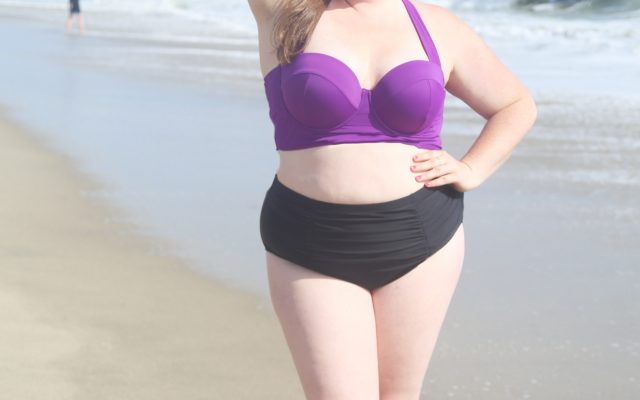 Lovely in LA Top Plus Size Bloggers Torrid halter bikini top two piece purple plus size swimwear