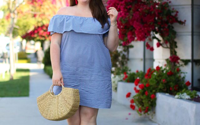 tommy hilfiger gingham off the shoulder dress created for macys plus size