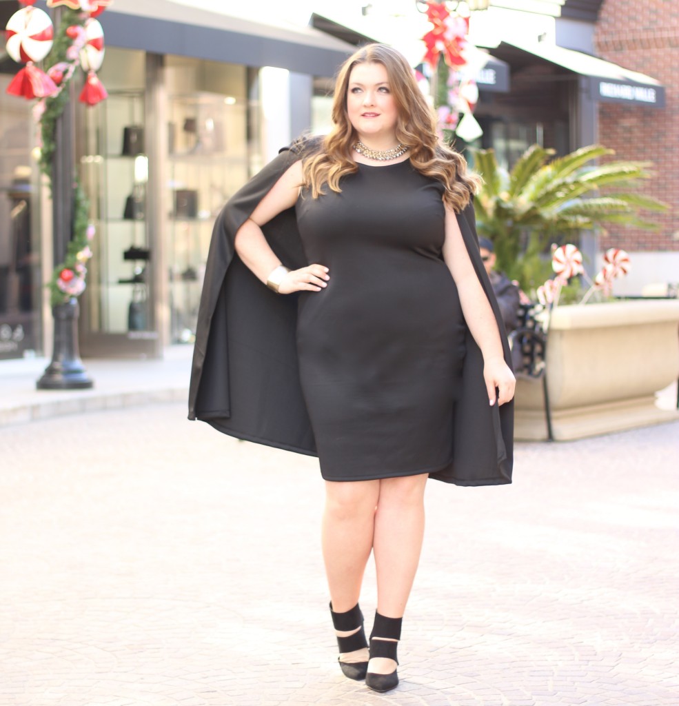 LOVELY IN LA FASHION TO FIGURE HOLLIE CAPE DRESS BLACK PLUS SIZE FASHION 