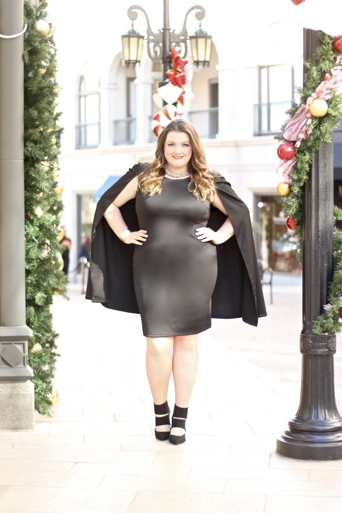 LOVELY IN LA FASHION TO FIGURE CAPE DRESS BLACK PLUS SIZE FASHION