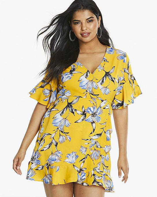 AX Paris Curve Yellow Floral Tea Dress