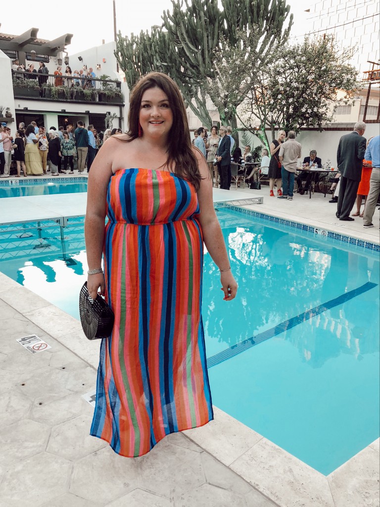 hotel figueroa grand reopening downtown los angeles forever21 striped dress