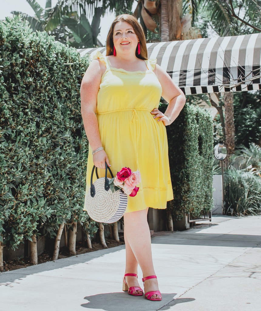 LOFT PLUS YELLOW RUFFLE DRESS