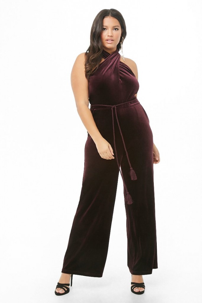 plus size velvet jumpsuit